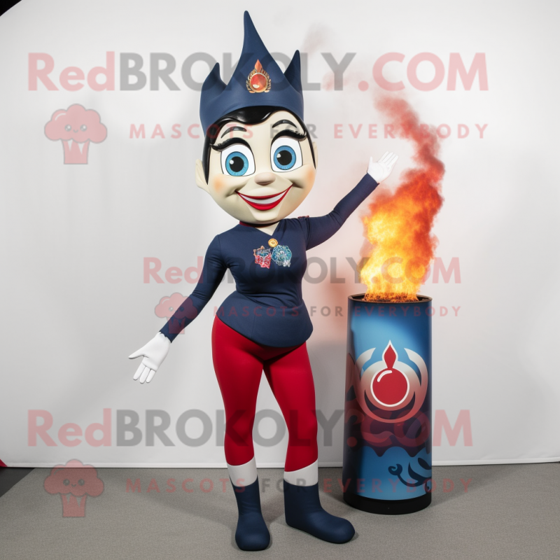 Navy Fire Eater mascot costume character dressed with a Yoga Pants and Foot pads Navy Fire Eater mascot costume character dressed with a Yoga Pants and Foot pads