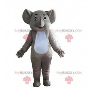 Grå och vit elefantmaskot, pachydermdräkt - Redbrokoly.com