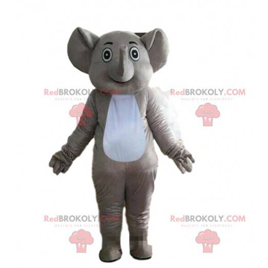 Grå og hvid elefant maskot, pachyderm kostume - Redbrokoly.com