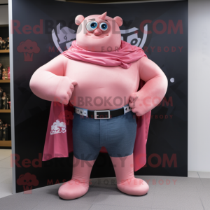 Pink Strongman maskot...