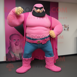 Pink Strongman maskot...