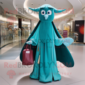 Teal Ray maskot drakt figur...