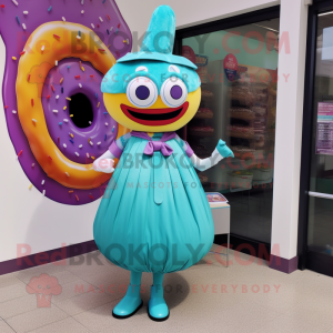 Turquoise Donut mascotte...