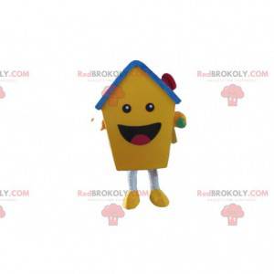 Mascota de la casa amarilla, traje residencial, casa gigante -