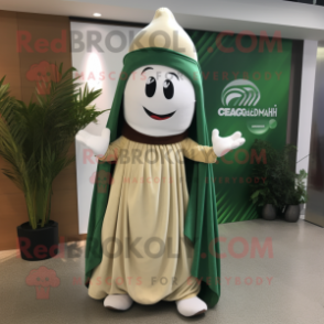 Cream Spinach mascot costume character dressed with a Maxi Dress and Beanies