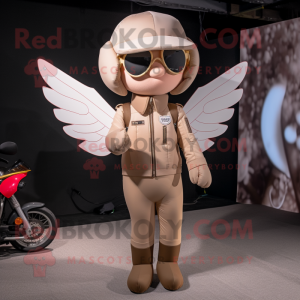 Beige Amor maskot kostume...
