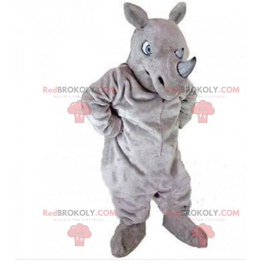 Mascote de rinoceronte cinza, fantasia de rinoceronte, savana -