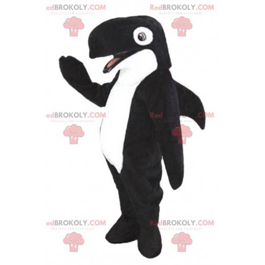 Orca mascotte, balena in bianco e nero, costume da mare -