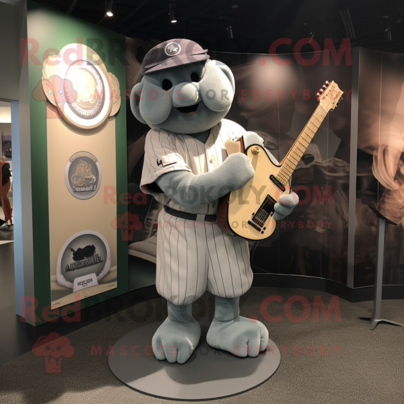 Gray Celtic Harp mascot costume character dressed with a Baseball Tee and Wraps Gray Celtic Harp mascot costume character dressed with a Baseball Tee and Wraps