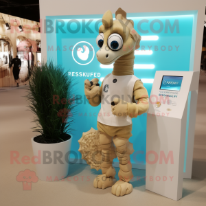 Beige Seahorse maskot...