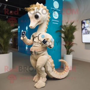 Beige Seahorse maskot...