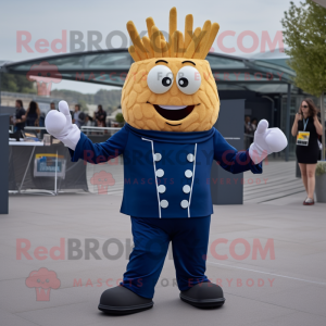 Navy French Fries mascot costume character dressed with a Jeggings and Smartwatches