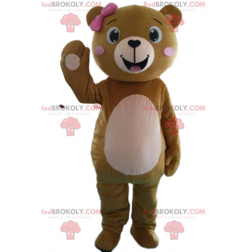 Mascotte de nounours féminin, costume d'ours, mascotte élégante