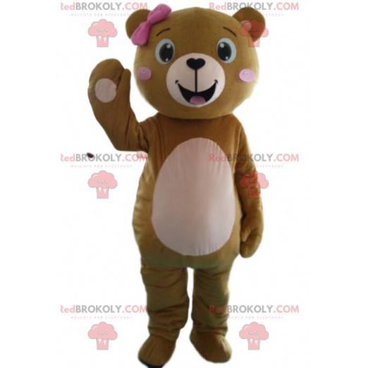 Mascotte de nounours féminin, costume d'ours, mascotte élégante