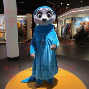 Blå Meerkat maskot kostume...