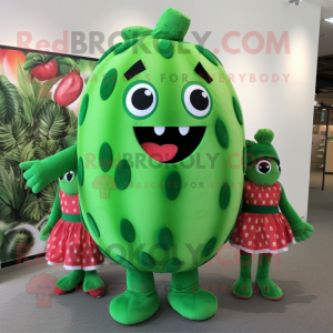 Forest Green Watermelon mascot costume character dressed with a Mini Dress and Bracelet watches