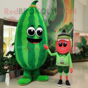 Forest Green Watermelon mascot costume character dressed with a Mini Dress and Bracelet watches