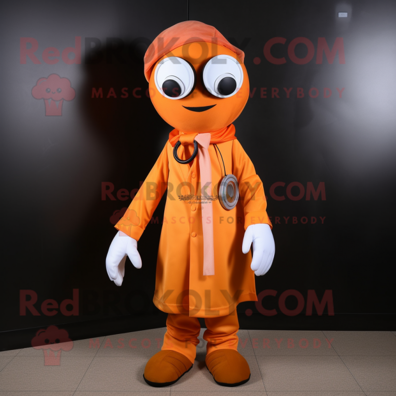 Orange Doctor mascot costume character dressed with a Trousers and Scarves