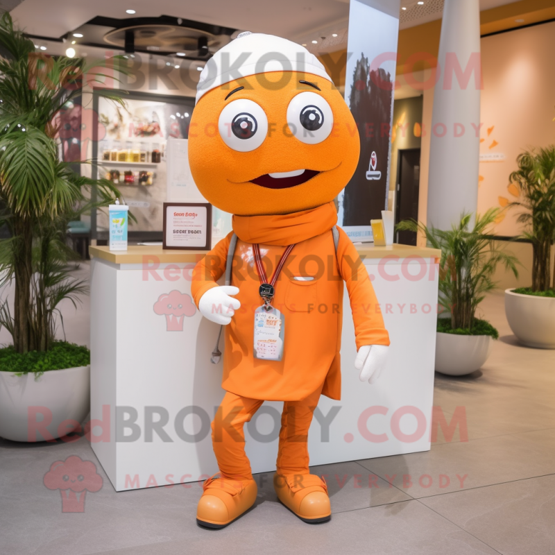 Orange Doctor mascot costume character dressed with a Trousers and Scarves