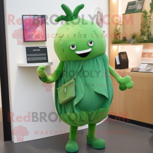 Green Beet mascot costume character dressed with a Culottes and Wallets