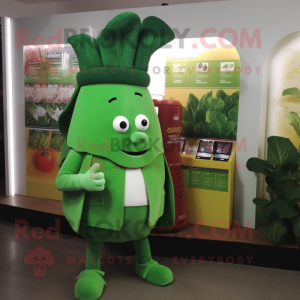 Green Beet mascot costume character dressed with a Culottes and Wallets