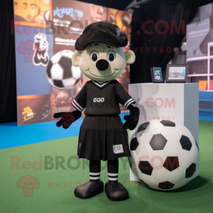 Black Soccer Goal mascot costume character dressed with a Blouse and Pocket squares