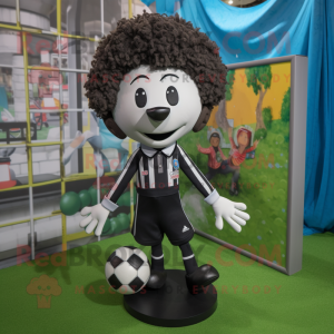 Black Soccer Goal mascot costume character dressed with a Blouse and Pocket squares