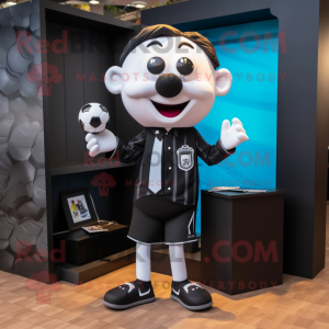 Black Soccer Goal mascot costume character dressed with a Blouse and Pocket squares
