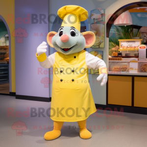 Lemon Yellow Ratatouille mascot costume character dressed with a Bermuda Shorts and Caps