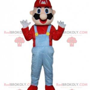 Mascote Mario, famoso encanador de videogame, fantasia de Mario