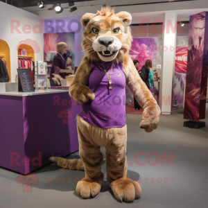 Paars Smilodon mascotte...