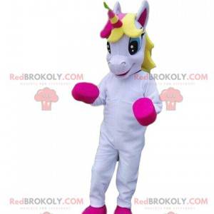 White and pink unicorn mascot, fairy costume - Redbrokoly.com