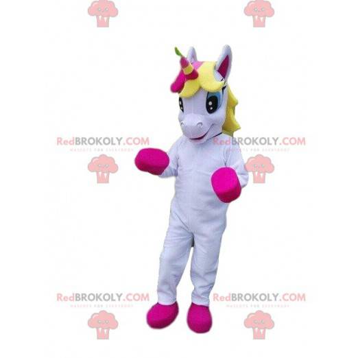 White and pink unicorn mascot, fairy costume - Redbrokoly.com