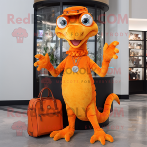 Orange Hydra maskot kostym...