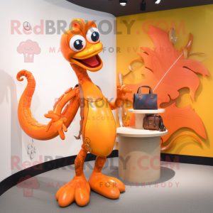 Orange Hydra mascot costume character dressed with a Flare Jeans and Handbags