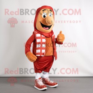 nan Currywurst mascot costume character dressed with a Vest and Shoe laces
