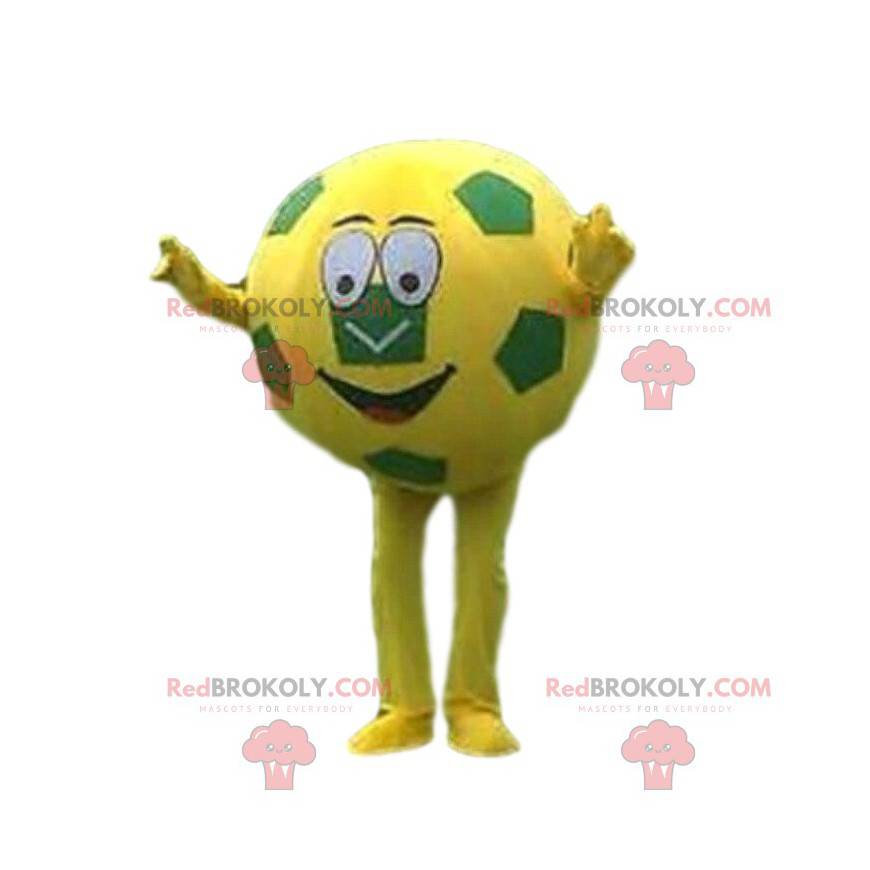 Mascote da bola de futebol amarela e verde Cortar L (175-180CM)