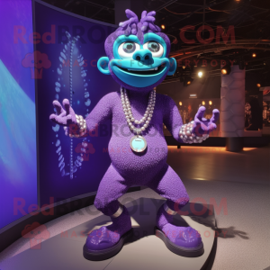 Purple Contortionist mascot costume character dressed with a Shorts and Necklaces