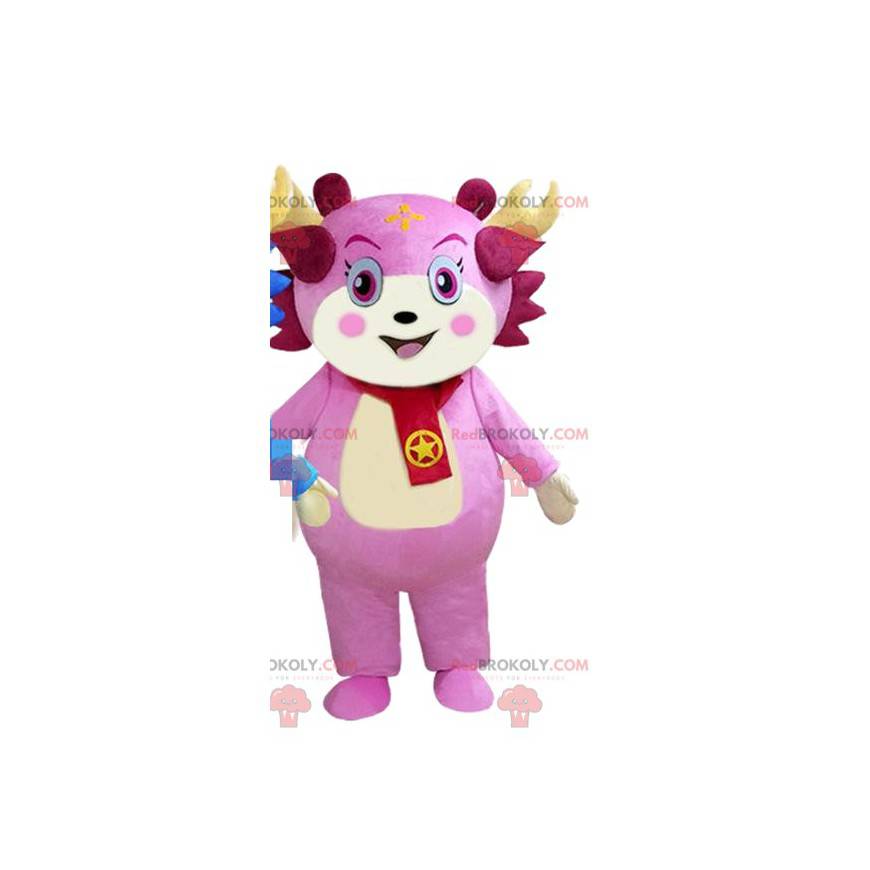 Maskot růžová postava, kostým růžové stvoření - Redbrokoly.com Maskot růžová postava, kostým růžové stvoření - Redbrokoly.com