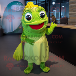 Limegrøn guldfisk maskot...