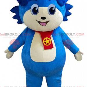 Mascote de personagem azul, fantasia de criatura azul -