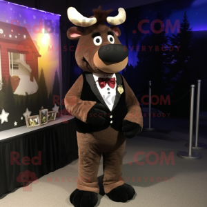 Brown Elk mascot costume character dressed with a Tuxedo and Keychains