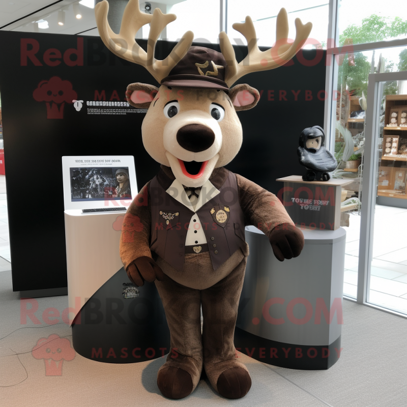 Brown Elk mascot costume character dressed with a Tuxedo and Keychains Brown Elk mascot costume character dressed with a Tuxedo and Keychains