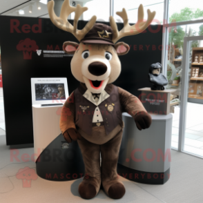 Brown Elk mascot costume character dressed with a Tuxedo and Keychains