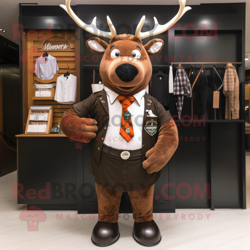 Brown Elk mascot costume character dressed with a Tuxedo and Keychains Brown Elk mascot costume character dressed with a Tuxedo and Keychains