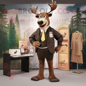Brown Elk mascot costume character dressed with a Tuxedo and Keychains
