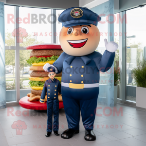 Navy Burgers mascot costume character dressed with a Jumpsuit and Hats