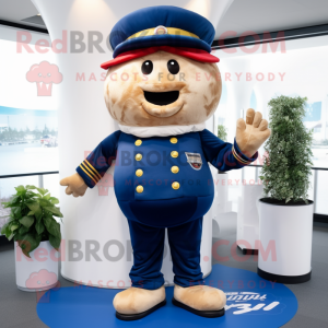 Navy Burgers mascot costume character dressed with a Jumpsuit and Hats