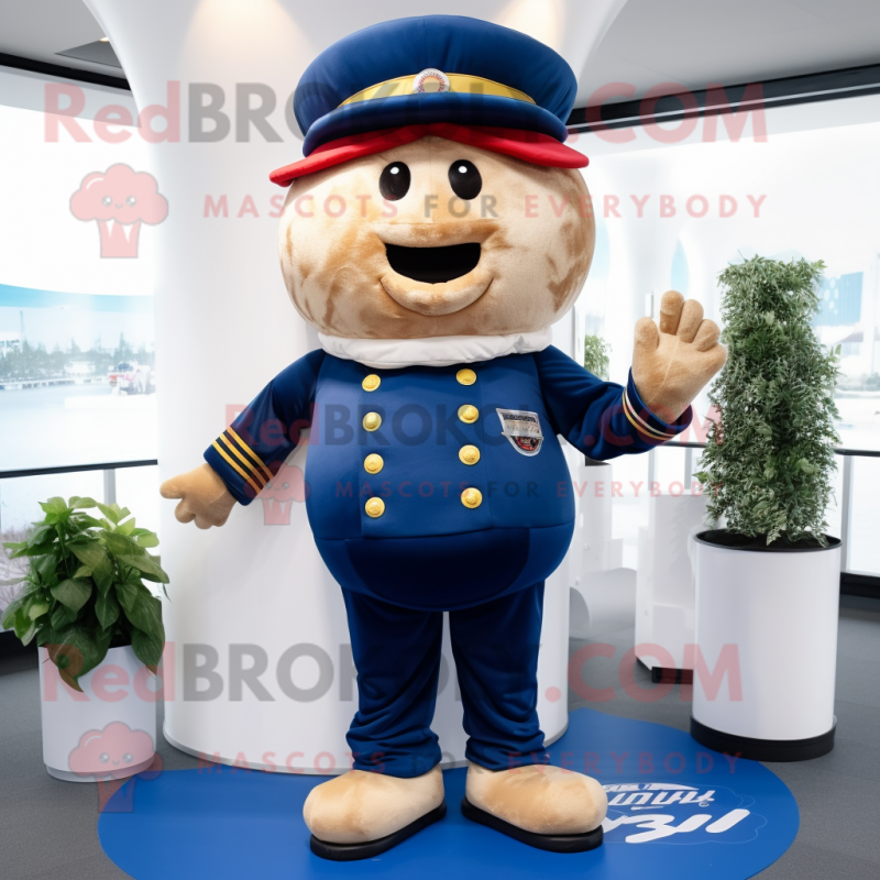 Navy Burgers mascot costume character dressed with a Jumpsuit and Hats Navy Burgers mascot costume character dressed with a Jumpsuit and Hats