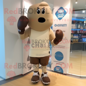 Beige Boxing Glove mascot costume character dressed with a Board Shorts and Shoe clips